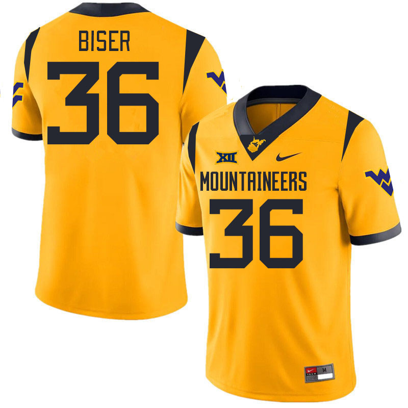 Men #36 Caden Biser West Virginia Mountaineers College 2024 New Uniforms Football Jerseys Stitched S